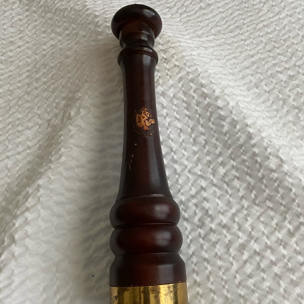 Pepper Grinder Wooden Vintage Brass Trimmed Bottom